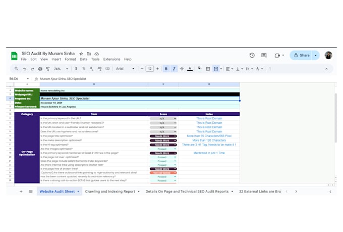 provide a complete advanced website SEO audit, action plan